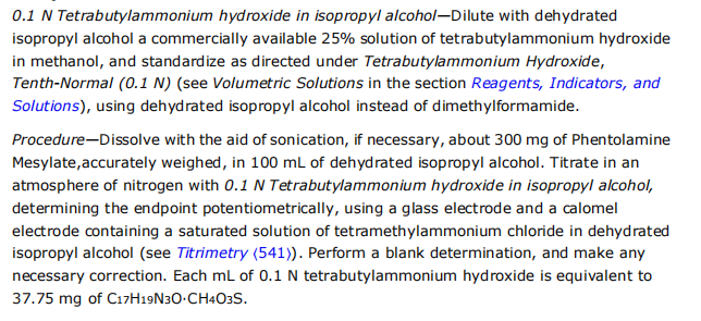 The analysis of Phentolamine mesilate